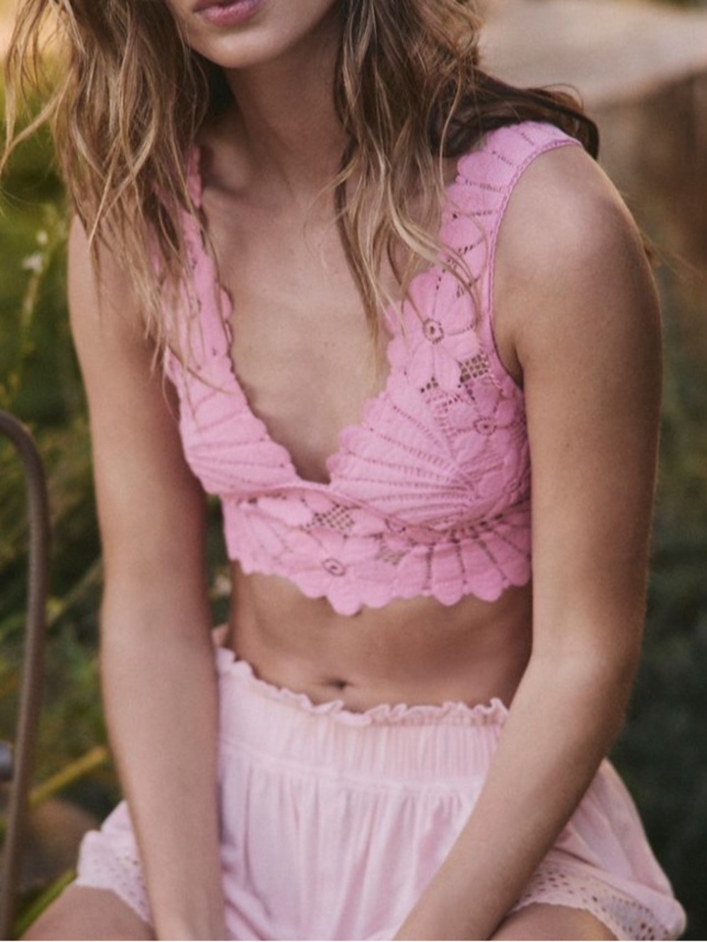 NWOT Free People Petal Party Plunge Lace Bralette in Rose Oil Size XS